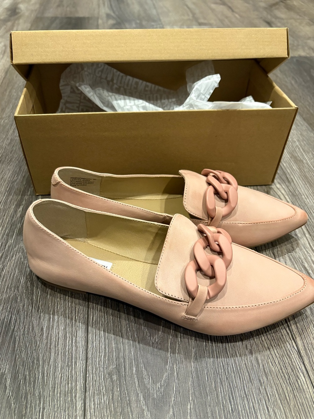 Steve Madden Women’s Pink Chain-Accent Loafers